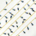 Load image into Gallery viewer, Coated Black Spinel Drop Dangle Gold Plated 925 Sterling Silver Wire Chain. CBS10