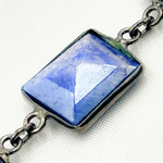 Load image into Gallery viewer, Coated Blue Quartz Rectangle Shape Bezel Oxidized Wire Chains