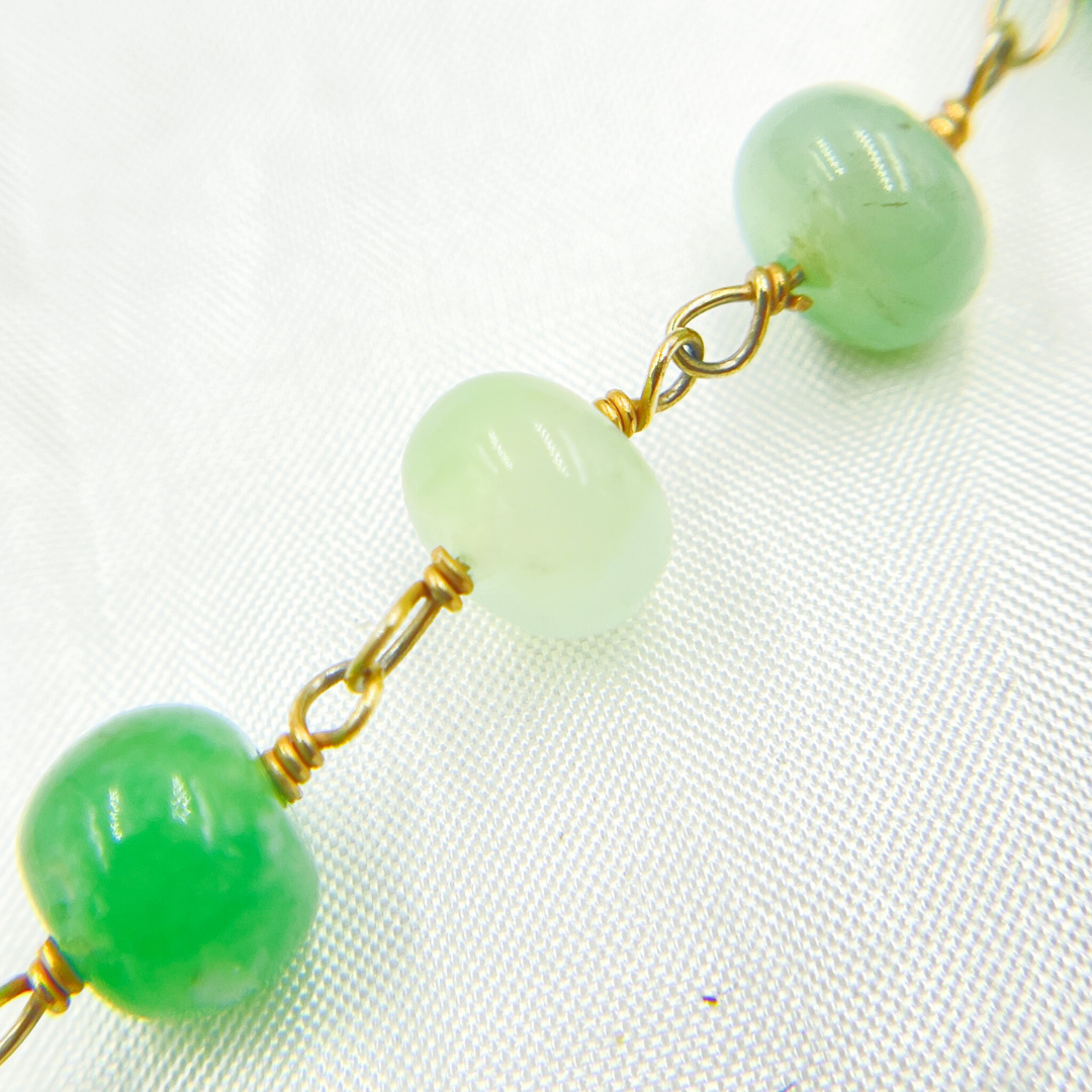 Chrysoprase Smooth Gold Plated Wire Chain. CHR20