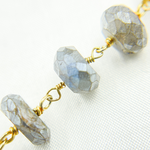 Load image into Gallery viewer, Coated Labradorite Faceted Rondel Gold Plated Wire Chain. CLB38