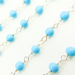 Load image into Gallery viewer, Turquoise Color Smooth Beads 925 Sterling Silver Wire Chain. TRQ39
