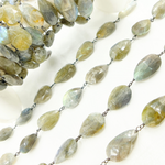 Load image into Gallery viewer, Labradorite Tear Drop Shape Wire Chain. LAB94