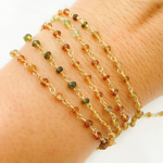 Load image into Gallery viewer, Tourmaline Wire Wrap Chain.