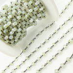 Load image into Gallery viewer, Coated Prehnite Gemstone Oxidized Wire Chain. CPR02