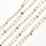 Load image into Gallery viewer, Coated Labradorite Double Gold Plated Connected Wire Chain. CLB75