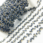 Load image into Gallery viewer, Dyed Blue Sapphire Cluster Dangle Gold Plated Wire Chain. SAP10