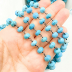 Load image into Gallery viewer, Turquoise Rondel Oxidized Wire Chain. TRQ33
