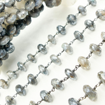 Load image into Gallery viewer, Coated Labradorite Rondel Faceted Oxidized Wire Chain. CLB55