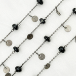 Load image into Gallery viewer, Black Spinel and Dangle Disc Oxidized Wire Chain. BSP35