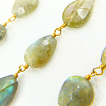 Load image into Gallery viewer, Labradorite Tear Drop Shape Gold Plated Wire Chain. LAB85
