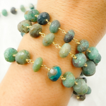 Load image into Gallery viewer, Chrysocolla Gold Plated Wire Chain. CSO9