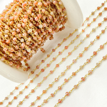 Load image into Gallery viewer, Coated Peach Quartz Gold Plated Wire Chain. CQU30
