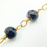 Load image into Gallery viewer, Gold Plated Silver and Shaded Blue Sapphire Wire Wrapped Chain. SAP1