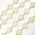 Load image into Gallery viewer, White Moonstone Triangle Shape Bezel Gold Plated Wire Chain. WMS15