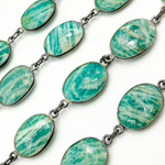 Load image into Gallery viewer, Amazonite Oval Shape Oxidized Wire Chains