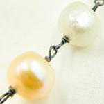 Load image into Gallery viewer, Peach Pearl Oxidized Oxidized Wire Chain. PRL44
