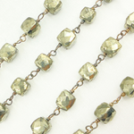 Load image into Gallery viewer, Pyrite Cube Shape Oxidized Wire Chain. PYR13