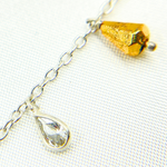 Load image into Gallery viewer, Golden Pyrite Drop & CZ Pear Shape Dangle 925 Sterling Silver Wire Chain. PYR29