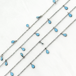 Load image into Gallery viewer, Blue Cubic Zirconia Pear Shape Dangle Chain. CZ68