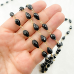 Load image into Gallery viewer, Black Spinel Tear Drop Shape Gold Plated Wire Chain. BSP43