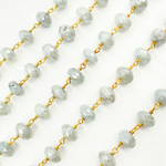 Load image into Gallery viewer, Coated Milky Aquamarine Faceted Rondel Gold Plated Wire Chain. AQU20
