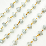Load image into Gallery viewer, Coated Aquamarine Faceted Rondel Gold Plated Chain