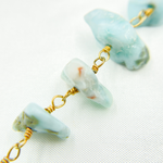 Load image into Gallery viewer, Larimar Organic Shape Gold Plated Wire Chain. LAR5

