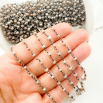 Load image into Gallery viewer, Coated Siloni Peach Moonstone 925 Sterling Silver Wire Chain. CMS64