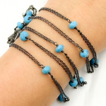 Load image into Gallery viewer, Turquoise Double Oxidized Connected Wire Chain. TRQ14