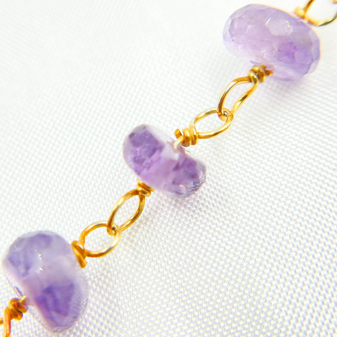 Amethyst Gold Plated Wire Chain. AME28