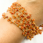 Load image into Gallery viewer, Carnelian Cluster Dangle Gold Plated Wire Chain. CAR8
