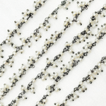 Load image into Gallery viewer, Pearl Cluster Dangle Oxidized 925 Sterling Silver Wire Chain. PRL11