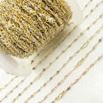 Load image into Gallery viewer, Coated Multi Moonstone & CZ Gold Plated Wire Chain. CMS66