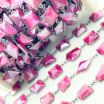 Load image into Gallery viewer, Coated Red Quartz Rectangle Shape Bezel Oxidized Wire Chain. CQU48