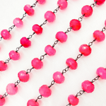 Load image into Gallery viewer, Pink Chalcedony Oxidized Wire Chain.
