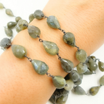 Load image into Gallery viewer, Labradorite Tear Drop Shape Oxidized Wire Chains