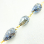 Load image into Gallery viewer, Coated Labradorite Tear Drop Shape Gold Plated Wire Chain. CLB39