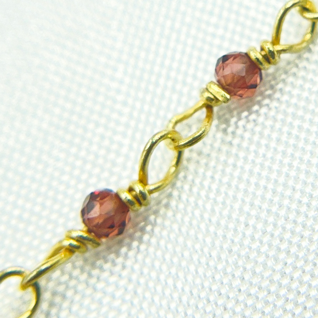 Garnet Gemstone Wire Wrap Chain. GAR12