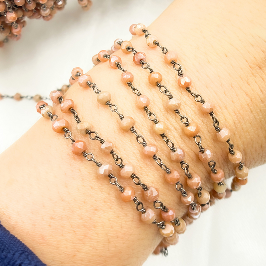 Coated Peach Quartz Wire Chain