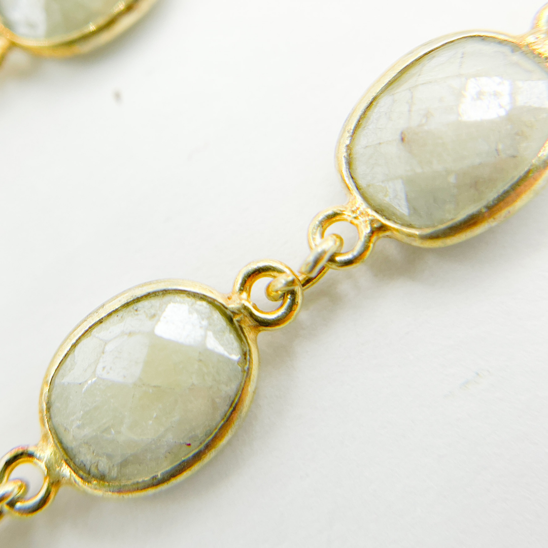 Silverite Oval Shape Bezel Gold Plated 925 Sterling Silver Wire Chain. SIL6