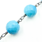 Load image into Gallery viewer, Turquoise Round Shape Oxidized Wire Chain. TRQ36