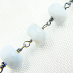 Load image into Gallery viewer, Blue Opal Rondel Oxidized Wire Chain. BLO6