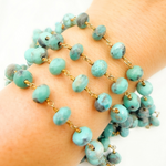 Load image into Gallery viewer, Natural Turquoise Gold Plated Wire Chain.