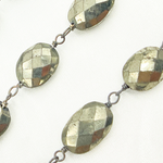 Load image into Gallery viewer, Pyrite Oval Shape Oxidized Wire Chain. PYR45