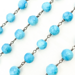 Load image into Gallery viewer, Turquoise Round Shape Oxidized Wire Chain. TRQ36