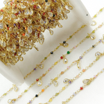 Load image into Gallery viewer, MCZ3. Multi Color Cubic Zirconia & CZ Dangle Gold Plated Wire Chain
