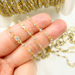 Load image into Gallery viewer, Coated Labradorite & Round CZ Wire Wrap Chain made with Gold Plated 925 Sterling Silver. CLB25
