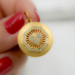 Load image into Gallery viewer, 14k Solid Gold Diamond Circle Heart Charm. GDP152