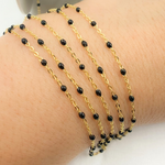 Load image into Gallery viewer, 14K Solid Yellow Gold Enamel Black Color Cable Chain. 30KFBNF14Y
