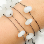 Load image into Gallery viewer, White Moonstone Oxidized Connected Wire Chain. WMS4